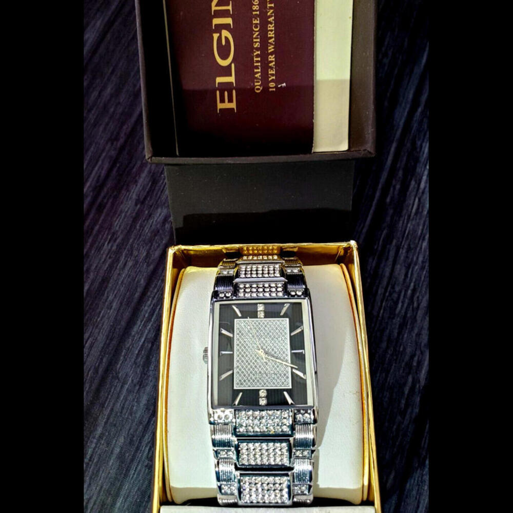RARE Lord Elgin Gem Paved Tank Watch Plank Diamond‎ Dial - Picture 9 of 11